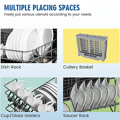 Chefjoy Countertop Dishwasher, Built-In Dishwasher With 6 Place Settings, 360° Dual Spray, 5 Washing Programs, 24H Delay Timer & Child Lock, Portable Compact Dishwasher, White #TOP4