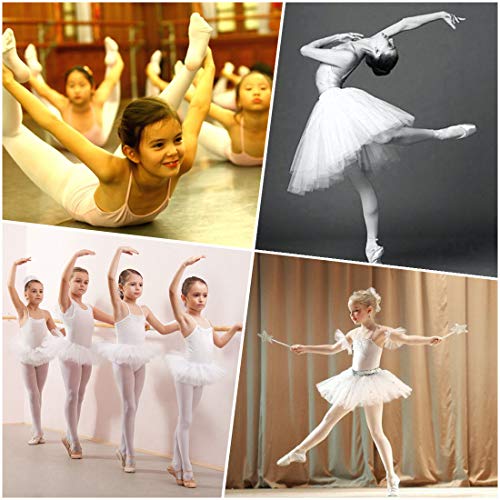iCKER Kids Girls Satin Ballet Dance Shoes Split-Sole Practice Gymnastics Ballet Slippers Flats-White-1 M US Little Kid - Thumbnail 6