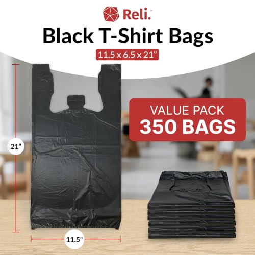 Reli. 350 Pack Black Shopping Bags