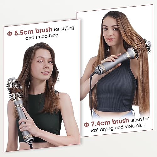 Foto von Faszin Warmluftbürste One-Step Ionic Föhnbürste mit 3 einstellbare Temperaturen&2 Bürstenkopf, 100+Millionen Negative Ionen Frei Glattes Seidiges und Volumizer Haar