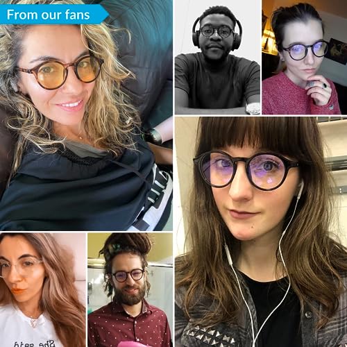 J+S Blue Light Blocking Glasses for Women Men | Anti Eyestrain Headache Glare 400UV from Computer/Gaming/TV/Phones (Mana HD lens - Round | Tortoise Shell Frame) - Thumbnail 4