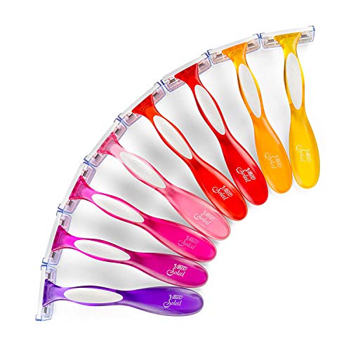 BIC Lâminas descartáveis Soleil Smooth Colors com Aloe Vera e Vitamina E lubrificante para mulheres,
