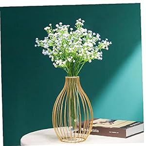 Vaas, lantaarn-vormige ijzeren bloemvaas met glazen buis, nordic smeed goud metalen draad kaarshouder voor thuis…