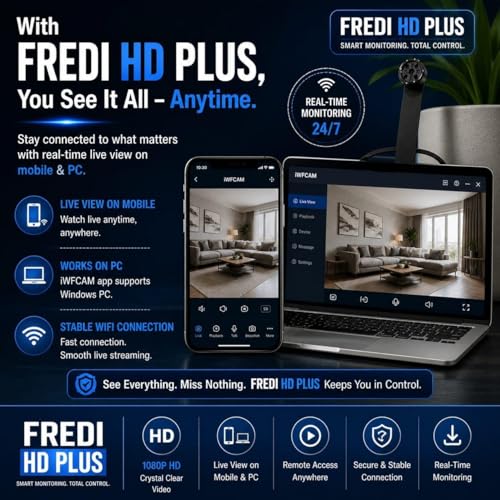 Image of FREDI HD PLUS WiFi Button Camera | 1080P HD Video Recording | Flexible Bendable Design | Live View on Mobile & Laptop | iWFCAM App Support | 32GB Memory Card Support | Audio Video Recording Camera