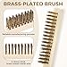 Teecyhooo 50 Pcs Brass Wire Brush Bulk with 8.2 x 0.67 '' Wooden Handle Brass Plated Bristle Abrasive Brush for Rust Removal Brushes Metal Welding Slag Industry Home and Kitchen, 3x16 Cluster