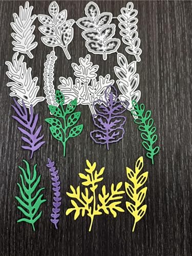 8 peças/conjunto de cortes de metal de folha, várias folhas, plantas, flores, estêncis, para álbum d