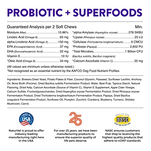 Evolutions By Naturvet Probiotic & Superfoods 90Ct Soft Chews For Dogs - Prebiotic & Probiotic Blend, Digestive Enzymes, Bone Broth, Omega's - Nourishes Natural Gut Bacteria And Intestinal Microflora #TOP5