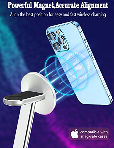 Aluminum Alloy Magnetic Wireless Charging Station,3 In 1 Standard 15W Fast Mag-Safe Charger Stand,For Iphone 14 13 12 Pro/Pro Max/Mini/14Plus,Apple Watch 8/7/6/Se/5/4/3/2,Airpods 3/2/Pro/Pro 2（Silver） #TOP5