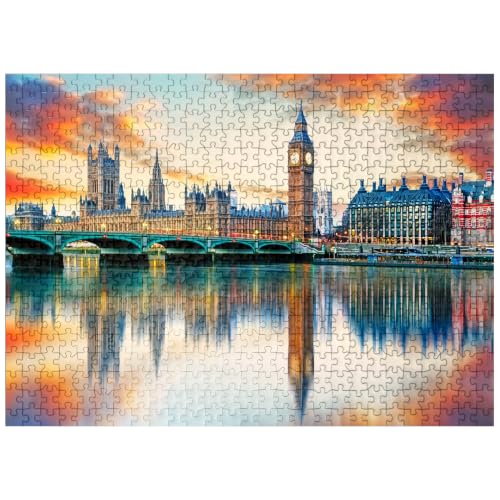 MyPuzzle Big Ben and Houses of Parliament London England - Premium 500 Piece Jigsaw Puzzle for Adults
