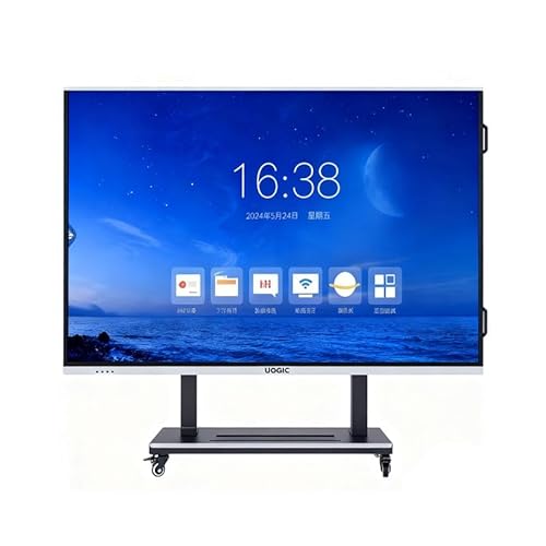 UOGIC Interactive Smart Display Board with Mobile Stand, Black, Digital Teaching Screen, Multi-Touch Function, Built-in Educational Software