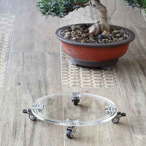 Support rond à roulettes pour pot de fleurs plastique déplaçable - 6