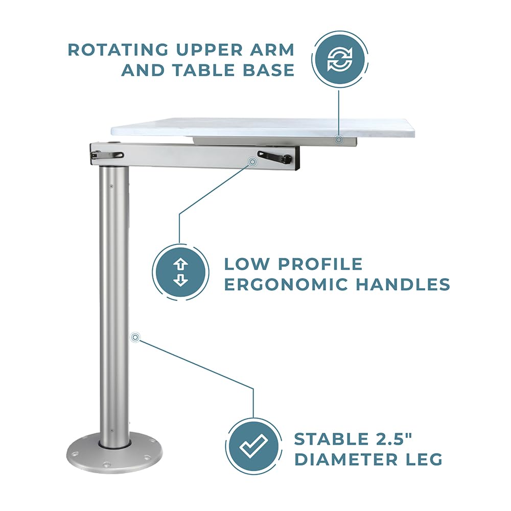 Manufacturers' Select ITC RV Side Table with MOD with Cypress Floor Mount Table Leg System (Light Grey Table Top w/Silver MOD with Cypress Table Leg)