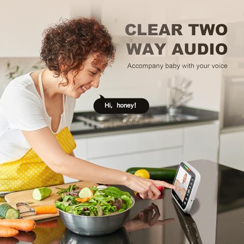 baby monitor with camera and audio- video baby monitor with 960ft long range remote pan-tilt-zoom night vision temperature sensor 2-way talk 8 lullabies 30-hour battery amp no wifi