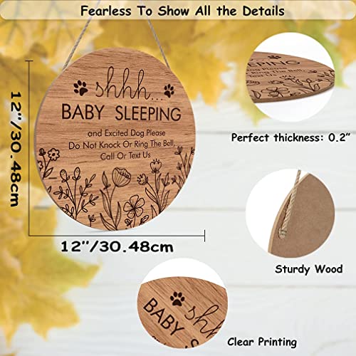Toarti Funny Baby Sleeping Hanging Sign Plaque, Do Not Knock Or Ring The Bell, Round Wooden Door Hanger For Baby Room, Nursery, Front Door, Door Knob Decor (12X12Inch) #TOP5