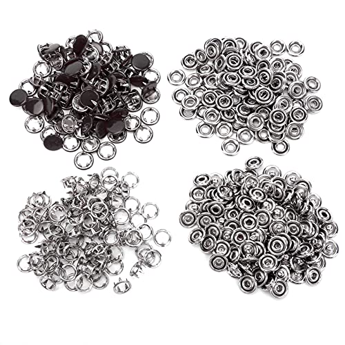 100 Sets Snap Button, Colorful Grommets Snap Fasteners Kit Brass Prong Press Stud Sewing Fasteners Fabric Buttons For Clothes With Installation Tool(Black) #TOP22