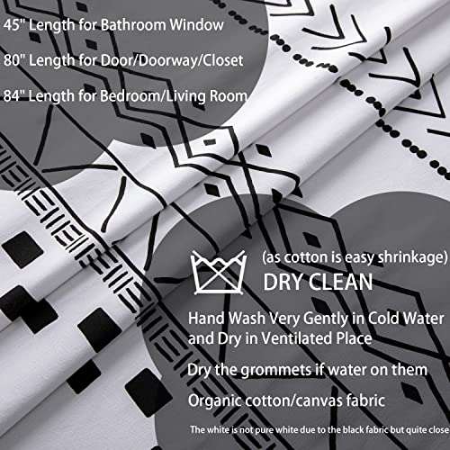 Boho White Curtains 84 Inches Long For Bedroom Aesthetic Modern Farmhouse Laundry Room Decor Teen Girls Hygge Scandinavian Unique Decorative Window Cotton Cute Drapes For Living Room 84 Length,Black #TOP2