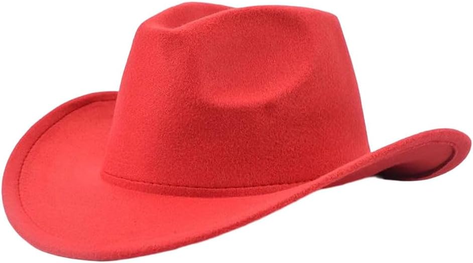 Women's Vintage Western Cowboy Hat with Leather Band Wide Brim Felt Fedora