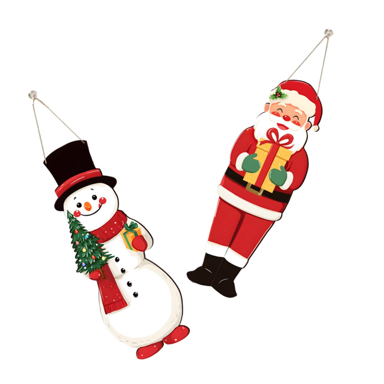 ABOOFAN Schneemann-weihnachtsbaumschmuck Aus Holz Weihnachtsmann-weihnachtsbaumschmuck Weihnachtswandbehänge Schneemann-Kugeln Schneemann-dekorationsfiguren Für Festliche Wanddekorationen