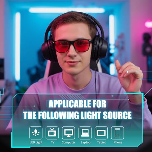 Image of FEISEDY Orange Blue Light Blocking Glasses for Woman Men Amber Lenses Computer Gaming Glasses for Better Sleep
