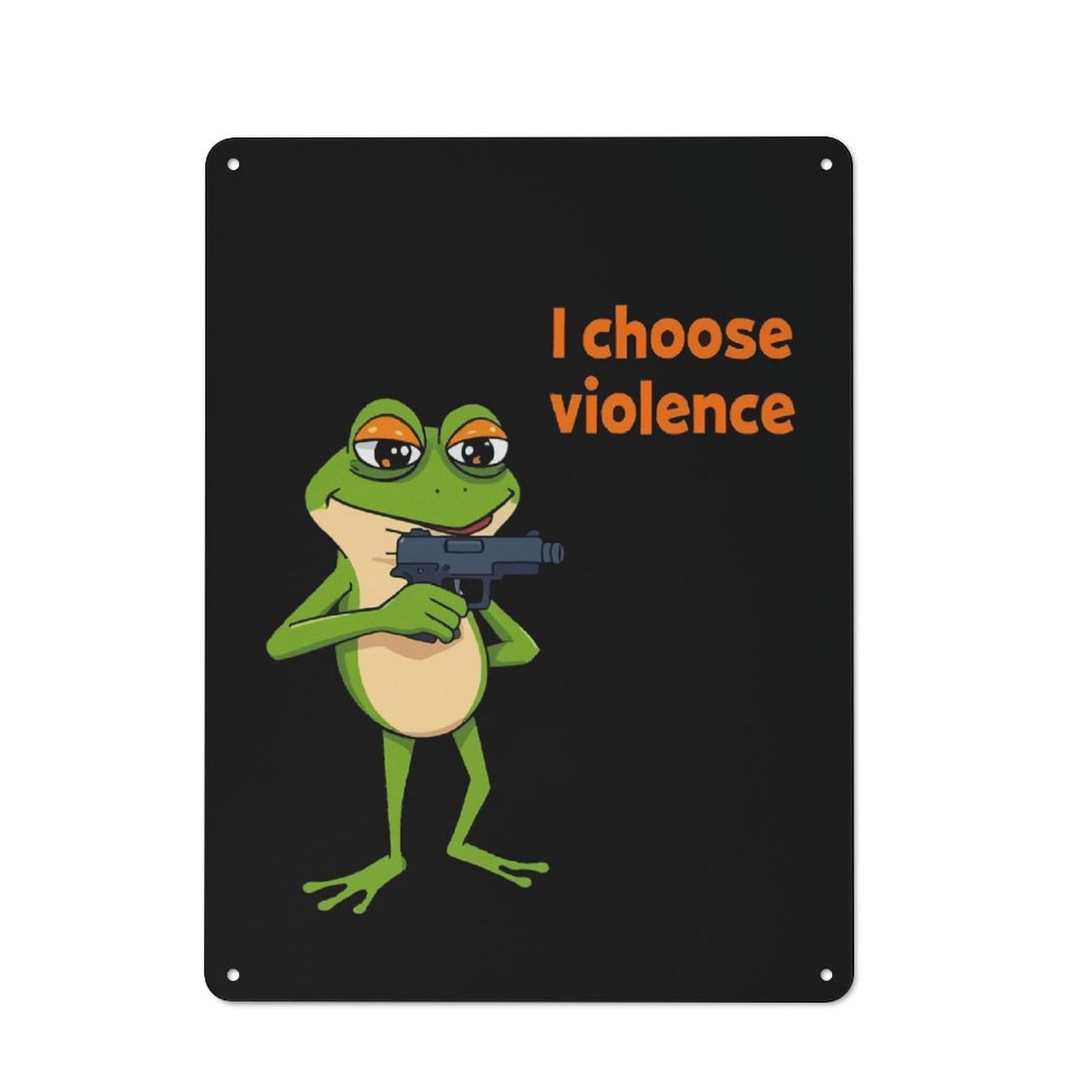 Junmoney Frog With Gun Retro Metal Sign 40X30cm For Hobby Room Or Studio, Autumn Wall Decor For Creative Interior Collectors