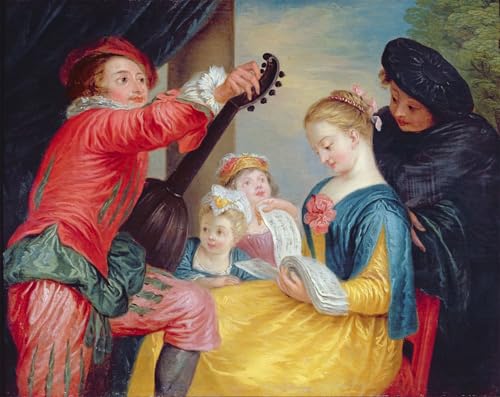 Tableau la Leçon de Musique de Watteau pour sublimer un mur blanc avec une toile 60x90