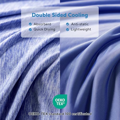 Image of HOMFINE Cooling Blanket for Hot Sleepers Queen Size, Dark Blue 90 inchx90 inch | Dual-sided mica nylon cool, Q-Max 0.439 instant cool, Lightweight & breathable for night sweats & menopause, Machine washable