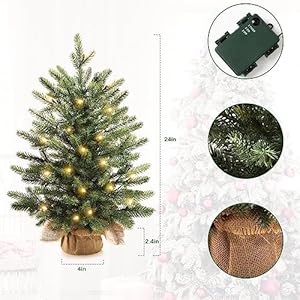 Artificial Trees 24" with 25 LED Lights for Home Decor, 2 ft Decorated Burlap Tabletop Trees for Party Decor Little Tree Kitchen Dining Room Window Decor Artificial Trees 24 with 25 LED Lights for Home Decor 2 ft Decorated Burlap Tabletop Trees for Party Decor Little Tree Kitchen Dining Room Window Decor