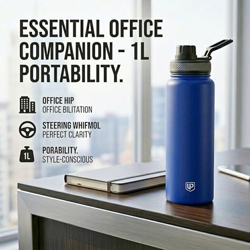 Image of 1L Stainless Steel Water Bottle - Leakproof Fridge Bottle, BPA-Free & Rust Proof Metal Flask, 1000ml Sipper Bottle for School, Office, Gym & Home (Royale Blue)