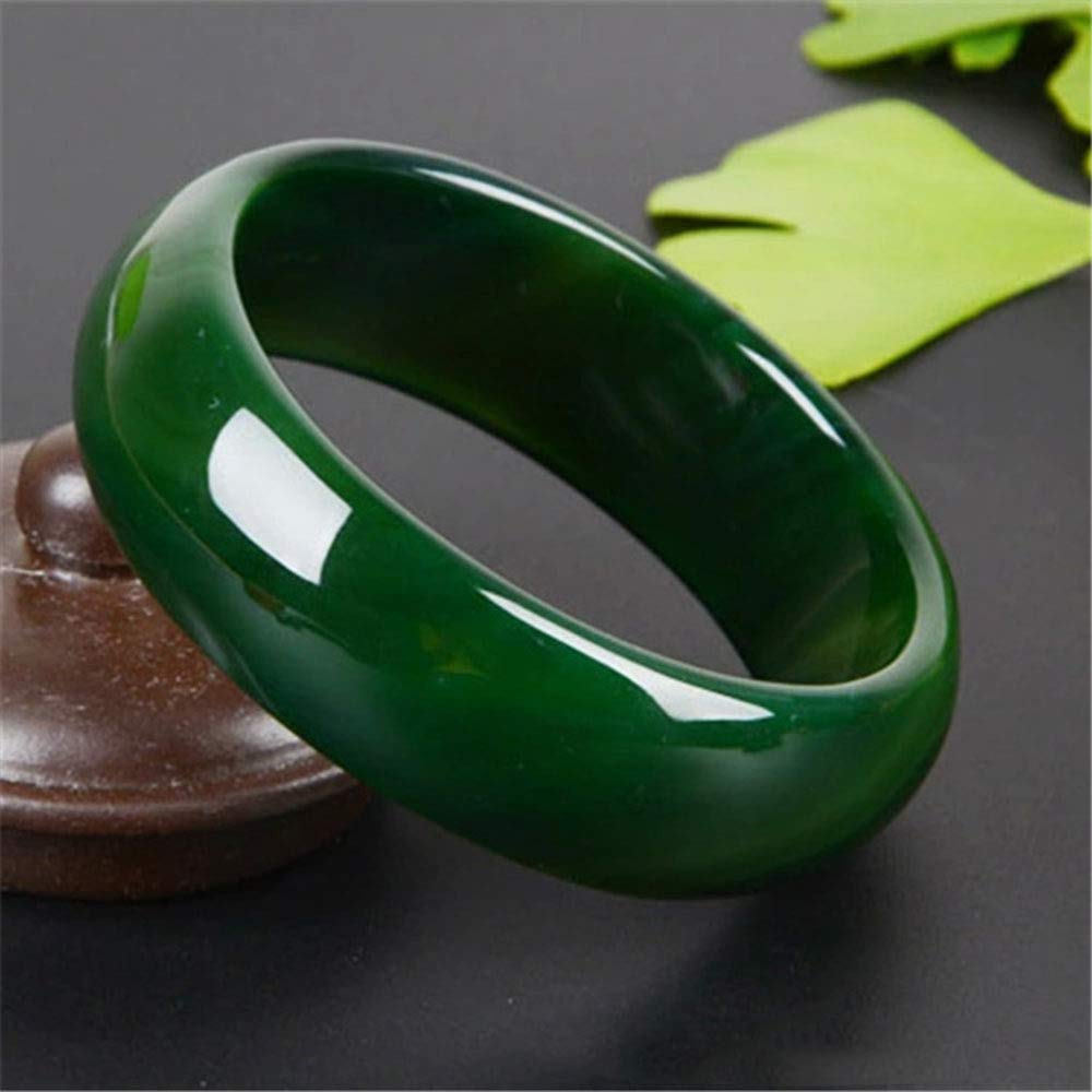Bracciale di Giada per Donne, Gioielli di Giada per Donne, Braccialetto di calcedy Agata Verde Naturale 5A con Scatola, 66 mm