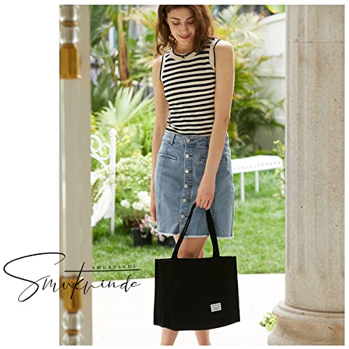Valleycomfy HANDBAG307 Vintage Casual Corduroy Bags Crossbody Bag Purse For Women Travel Shoulder Bags Handbags Eco Bag,Black,Large thumb #8