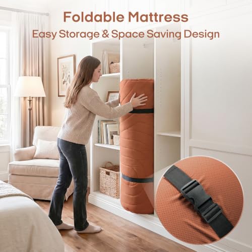 Image of ZonLi Japanese Floor Mattress Futon Mattress Twin Size 4 Inch Thick | Foldable Tatami Mat, Washable Cover, Portable Floor Bed for Sleeping, Guest, Dorm