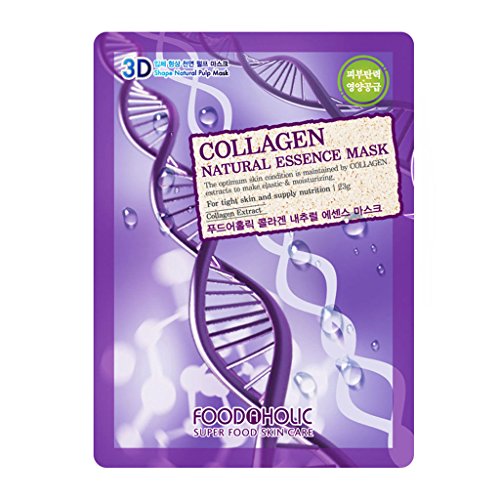10 pcs Collagen FOODAHOLIC 3D Natural Pulp Face Mask Sheet + 1pcs Free NAEXY 2-Steps Facial Mask Sheet (Total 11pcs)