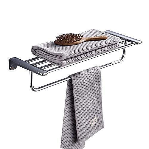 Étagère de salle de bain et porte-serviettes pliant sans perçage