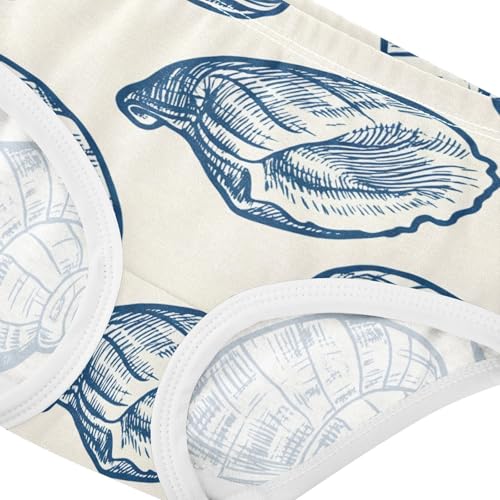 Cotton Toddler Underwear Floral Vintage Sea Shells Blue Light Beige Panties Little Girl Animals Underpants Briefs 2t4