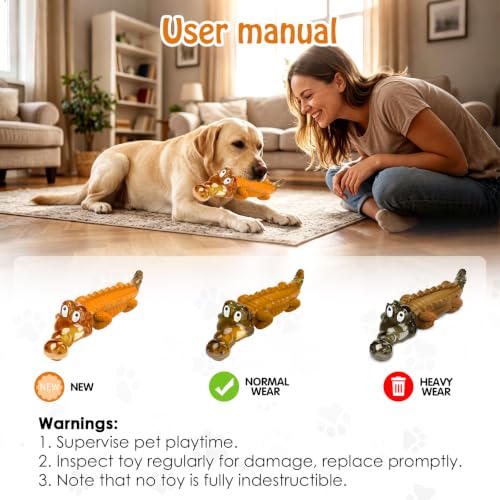 Image of Jeefome Crocodile Dog Chew Toy for Small & Medium & Large Dogs