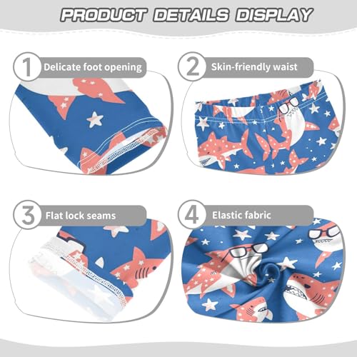 Shark Girls' Leggings Toddler Doodles Cartoon Kids Yoga Pants Dance Active Tights 4T3