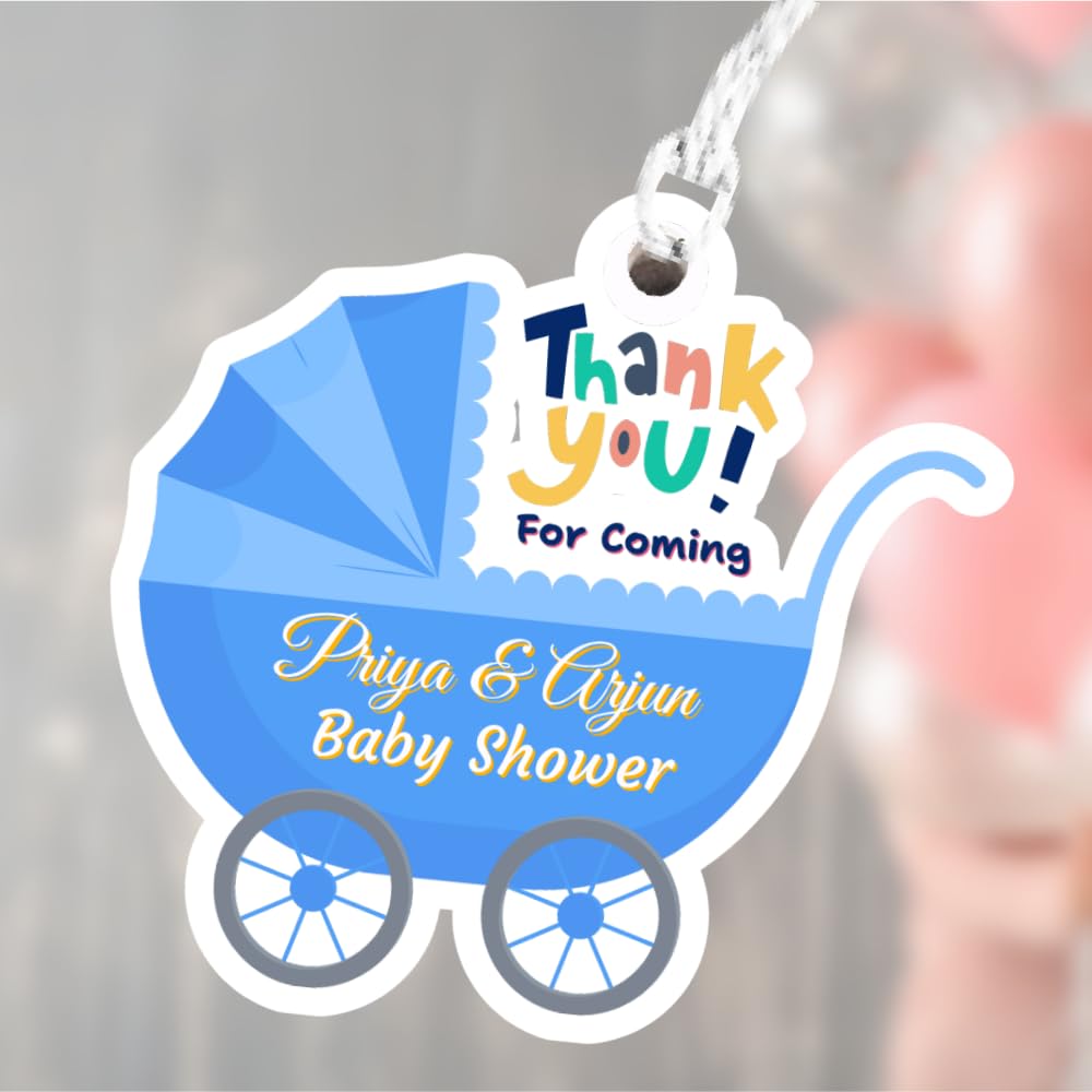 Yellow Nuts Personalized Baby Shower Theme Thank You Gift Tags Cards Return Gifts Greeting Cards Labels Happy Birthday Favour 40 Tags (Blue Cradle)-image-34