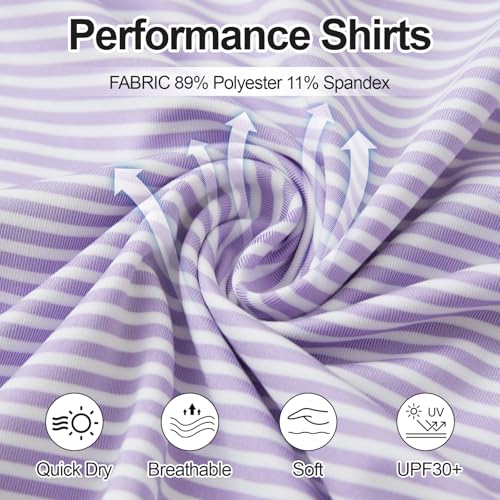 Image of Golf Shirts for Men - Dry Fit Moisture Wicking Short Sleeve Performance Sport Casual Striped Collared Mens Polo Shirt
