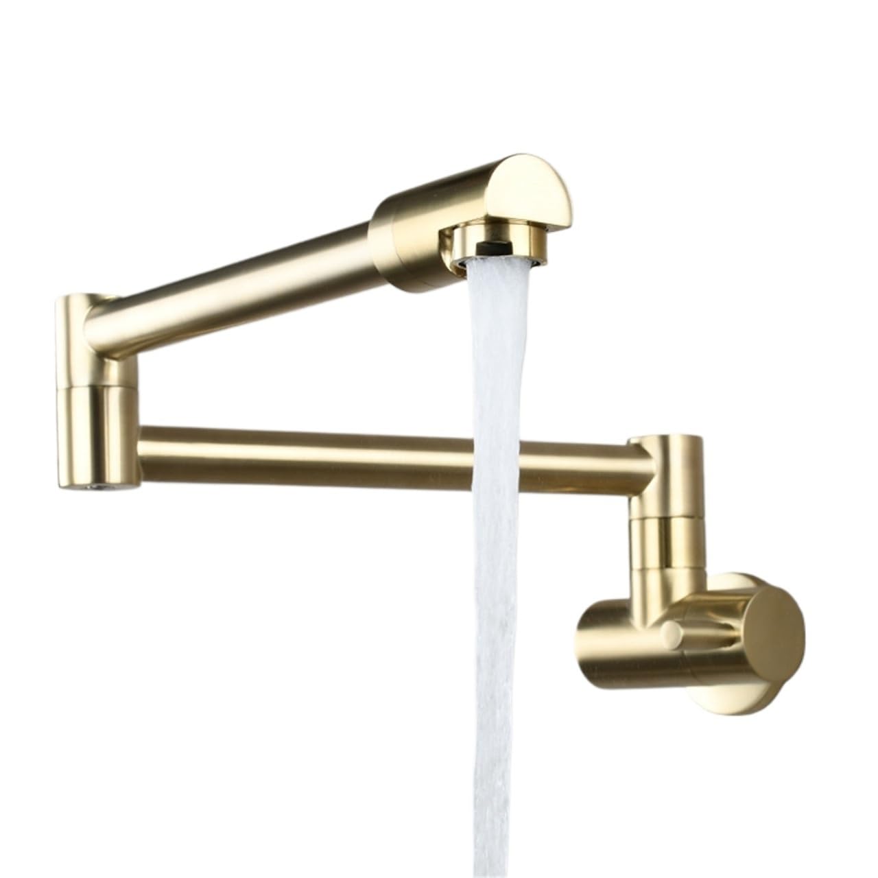 ZYCHSJXA Pot Filler High Arc Swing Arm Faucet Wall Mounted 360° Rotatable Copper Single Cold Water Tap for Kitchen Stove Sink(Brushed Gold)