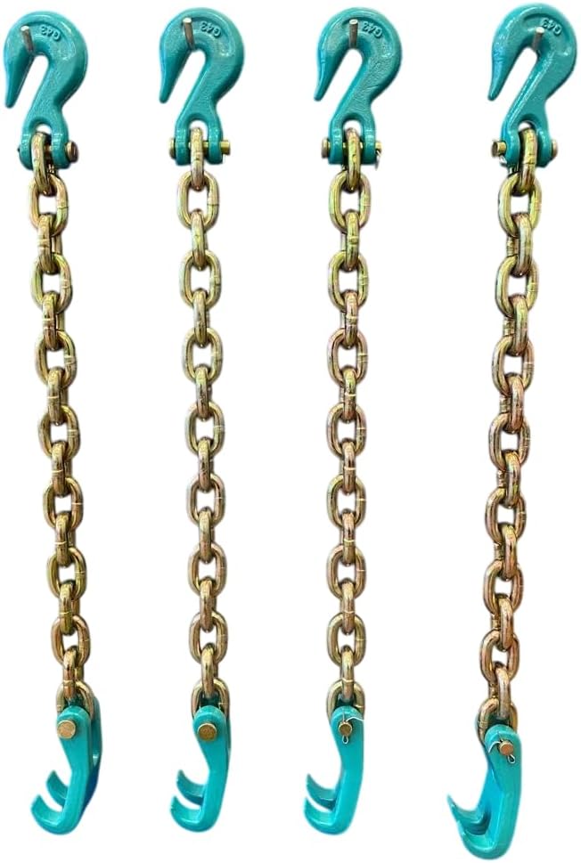 5 Star Tools Auto Body Frame Machine Chain, 26 inches, 3/8 Grab Hook and Claw, Heavy Duty, Set of 4