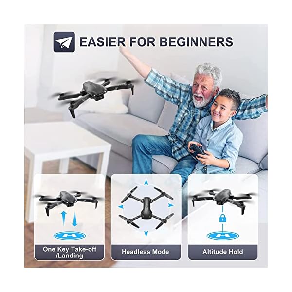 DRONEEYE 4DV13 Drone with 1080P HD FPV Camera for Kids Adults,Remote Control Helicopter Quadcopter for Beginners boy Toys Gift,Waypoint Functions,Altitude Hold, Gesture Selfie,3D Flips,2 Batteries,Black