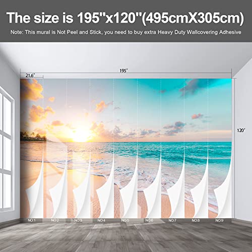 Papier peint plage côtière extra large décor panoramique océan salon - 2