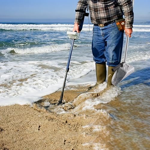 Paletta per sabbia in acciaio inox resistente con manico rimovibile per rilevare metalli subacquei e da spiaggia