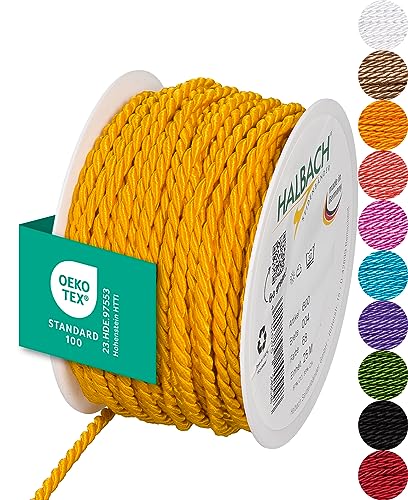 Halbach Seidenbänder Cordón, algodón, Naranja, 4 mm