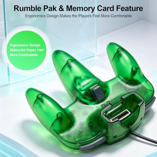 Image of KIWITATA 2 Pack Retro Wired N64 Remote Joystick Replacement Controller for Original N64 System Console Transparent Blue+Green