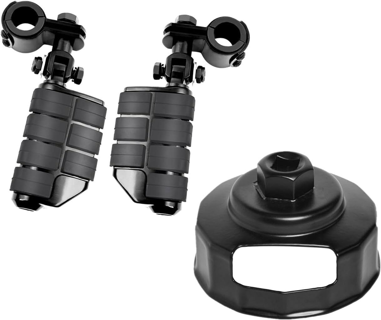 Black Style Universal Motorcycle Clamp-on Crash Bar Highway Pegs Bundles with Oil Filter Cap Removal Wrench Tool For Harley Motorcycle 1984-2021 Models Accessories