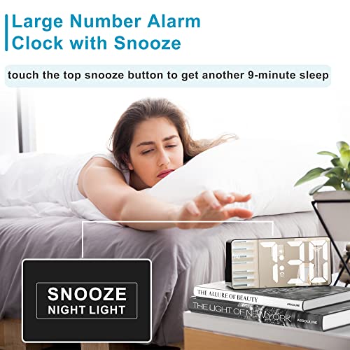 Digital Alarm Clock, Big Number Led Mirror Clock With Type C & Usb Charging Port, 2 Alarms,Night Light,Dimmer,Snooze,Battery Backup,12/24H, Bedside Digital Clock For Bedroom Home Office Decor Kid Teen #TOP3