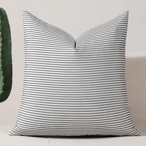 vctops Black Stripe Print Decorative Throw Pillow Covers 16x16 Inch Farmhouse Pinstripe Square Cushion Cover Pillowcase for Sofa Bedroom Couch (Black Stripe,16"x16")
