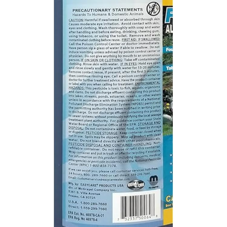 EASYCARE 50064 Fountec Algaecide and Clarifier, 64 Fl. Oz