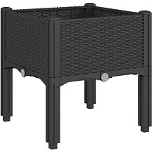 Black Raised Garden Planter Box with Legs 15.7"x15.7"x16.5" PP